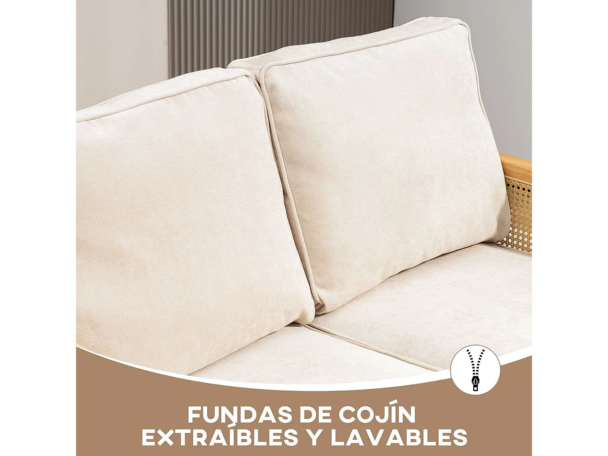 Sofá Rueca Homcom 2 plazas beige 88x123x75 cm
