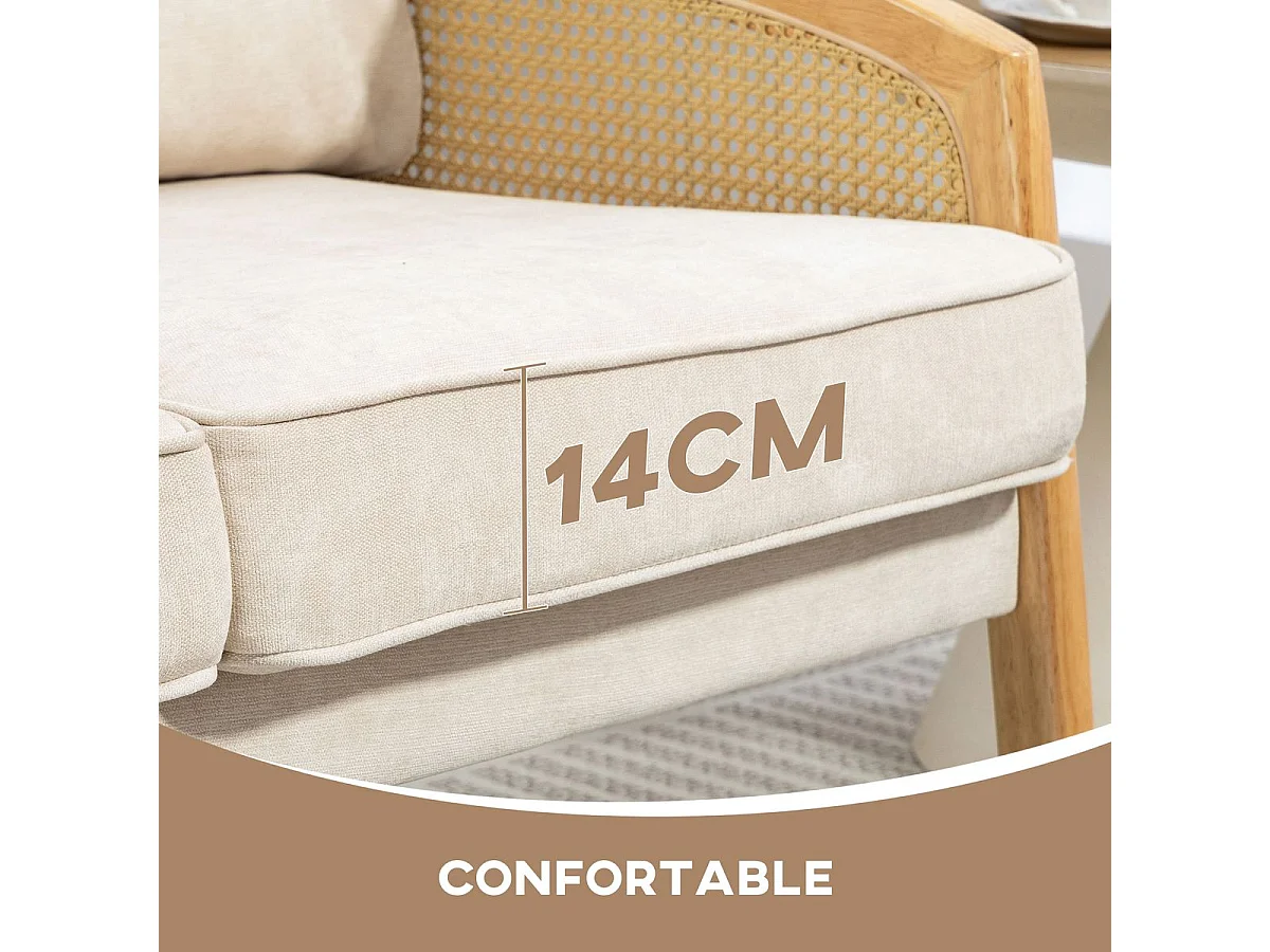 Sofá Rueca Homcom 2 plazas beige 88x123x75 cm