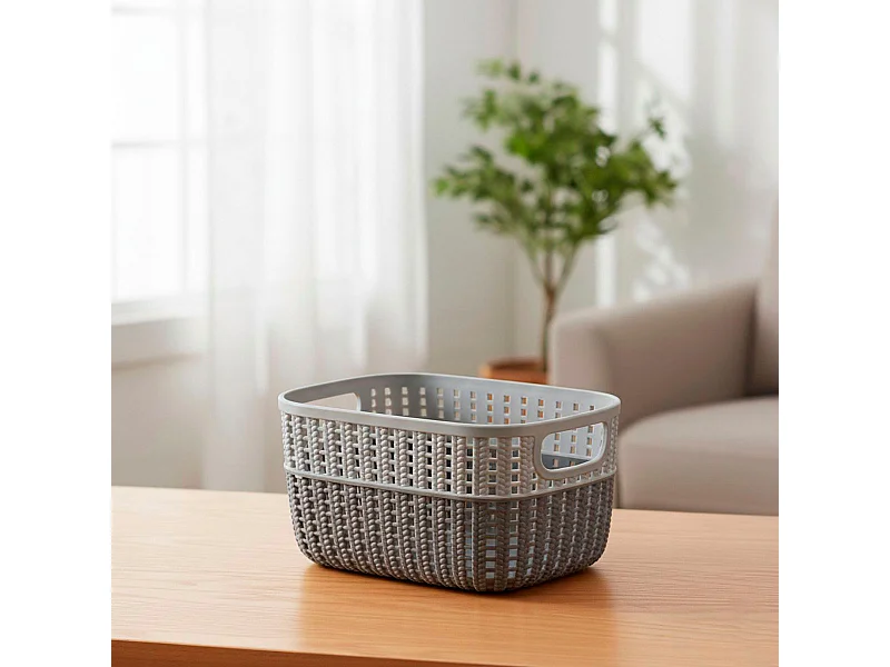 Cesta organizativa con asas gris 12x18x24 cm