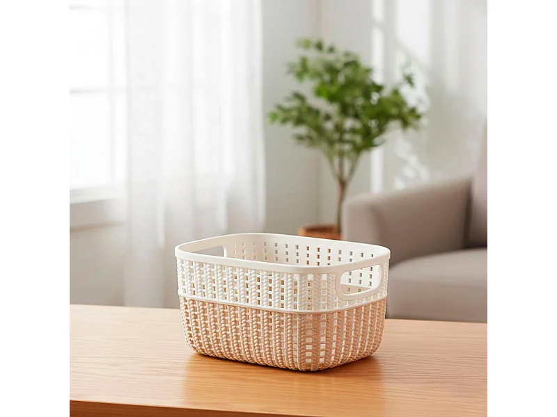 Cesta organizativa con asas beige 12x18x24 cm