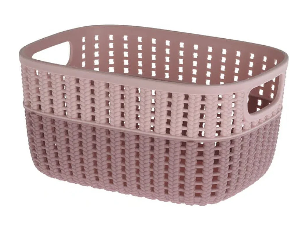 Cesta organizativa con asas rosa 12x18x24 cm