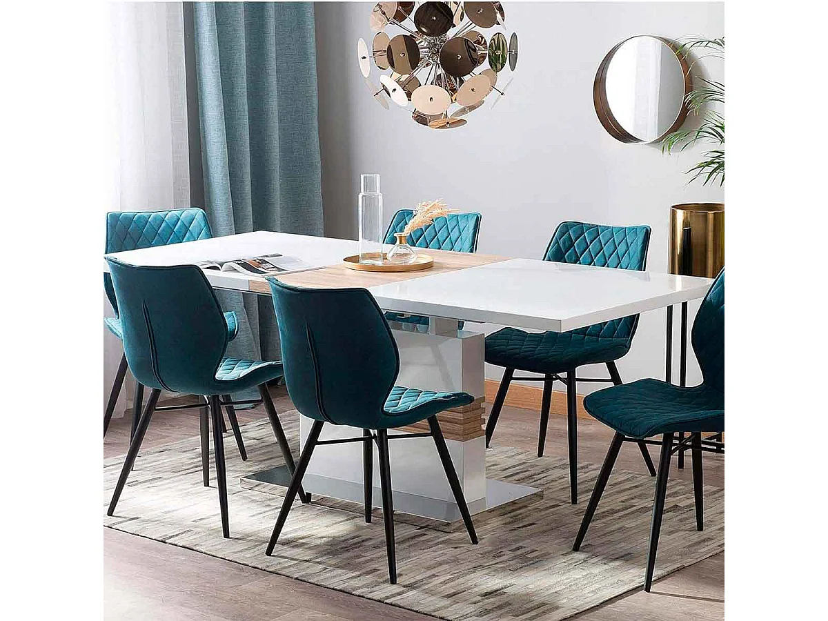 Mesa extensible Carlota blanco/cambria 77x160-200x90 cm