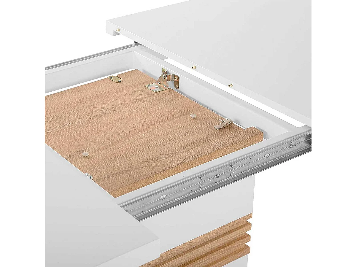 Mesa extensible Carlota blanco/cambria 77x160-200x90 cm