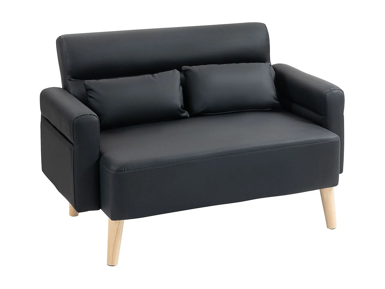 Sofá Esker Homcom 2 plazas con cojines negro 78x117x78 cm