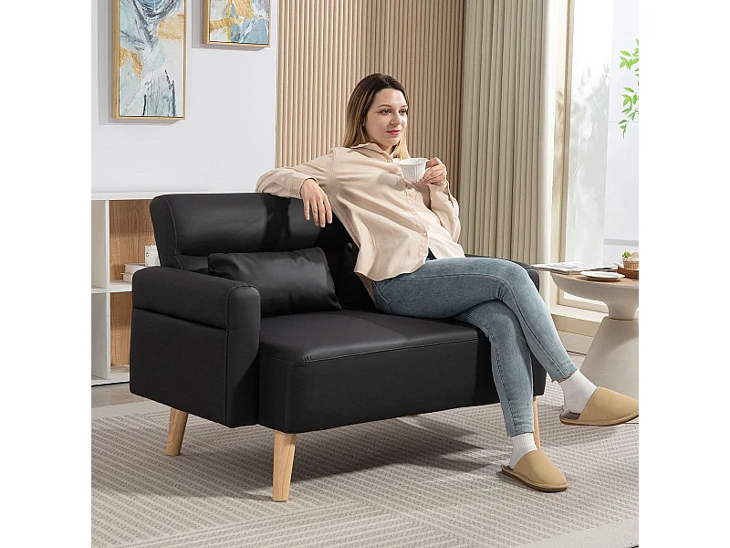 Sofá Esker Homcom 2 plazas con cojines negro 78x117x78 cm