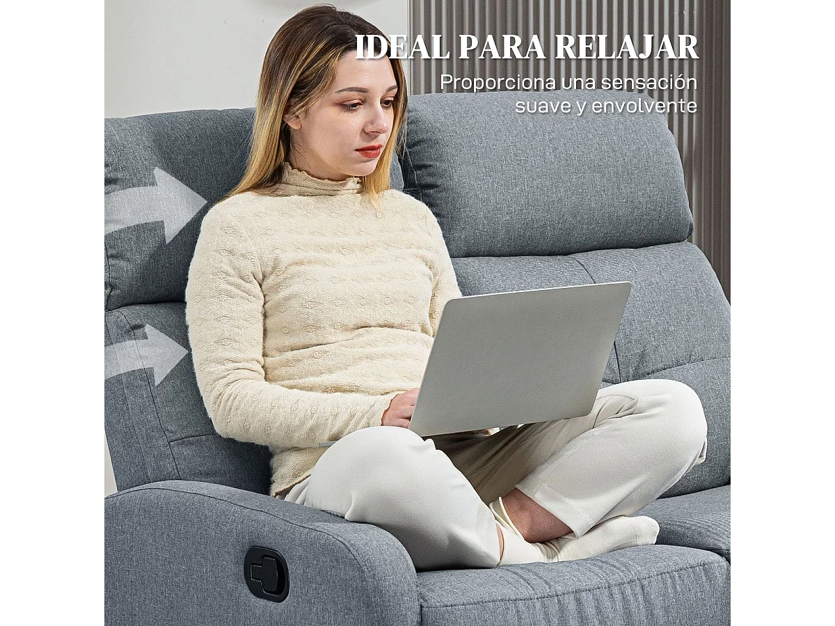 Sofá Andros Homcom reclinable gris 101x118x95 cm