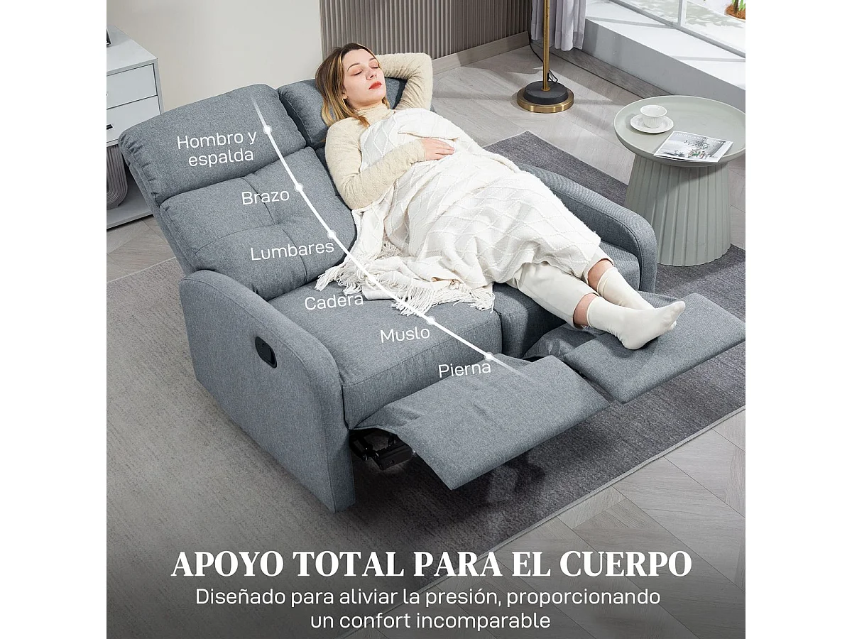 Sofá Andros Homcom reclinable gris 101x118x95 cm