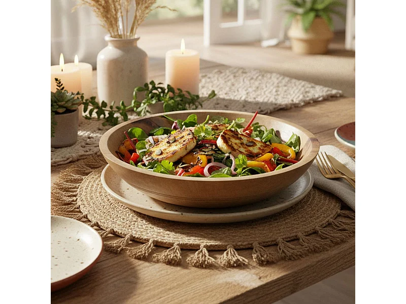 Bandeja de madera natural Ø30 cm