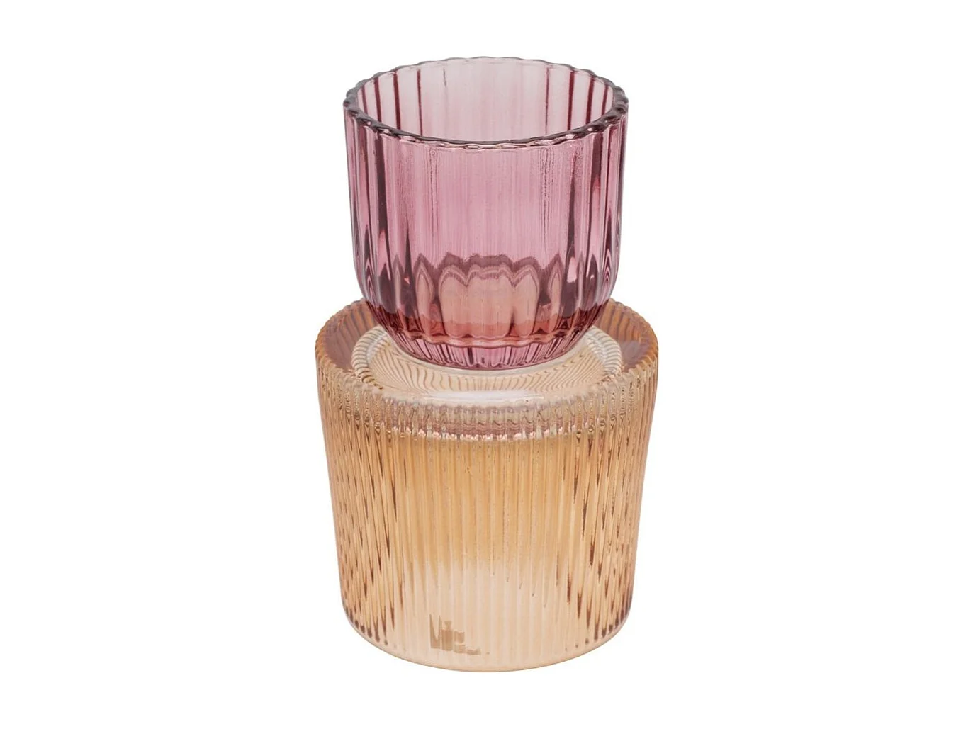 Portavelas 2 en 1 estilo retro vidrio naranja Ø7,5x13 cm