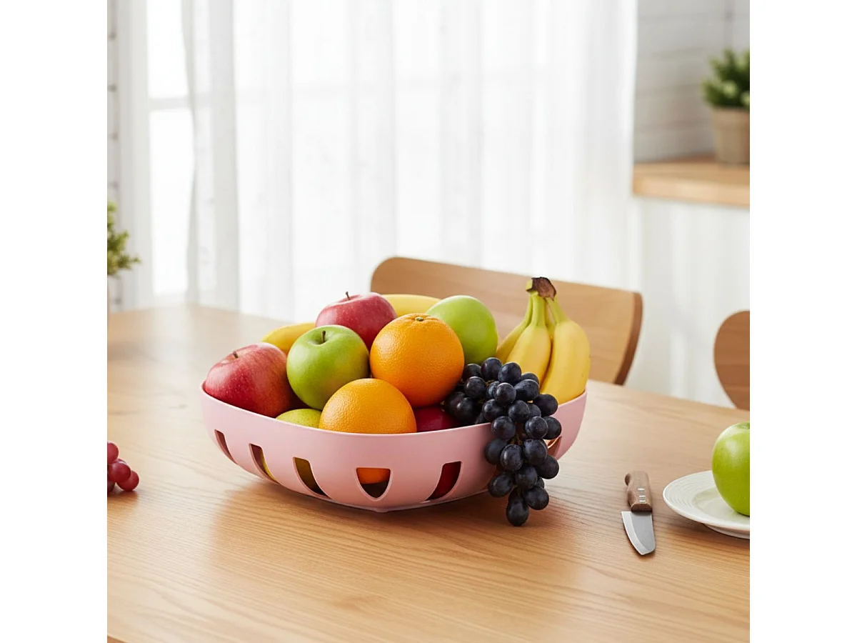 Frutero diseño redondo tiras cruzadas rosa 6,5x26 cm