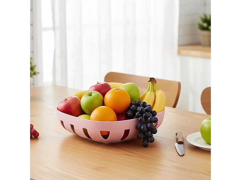 Frutero diseño redondo tiras cruzadas rosa 6,5x26 cm