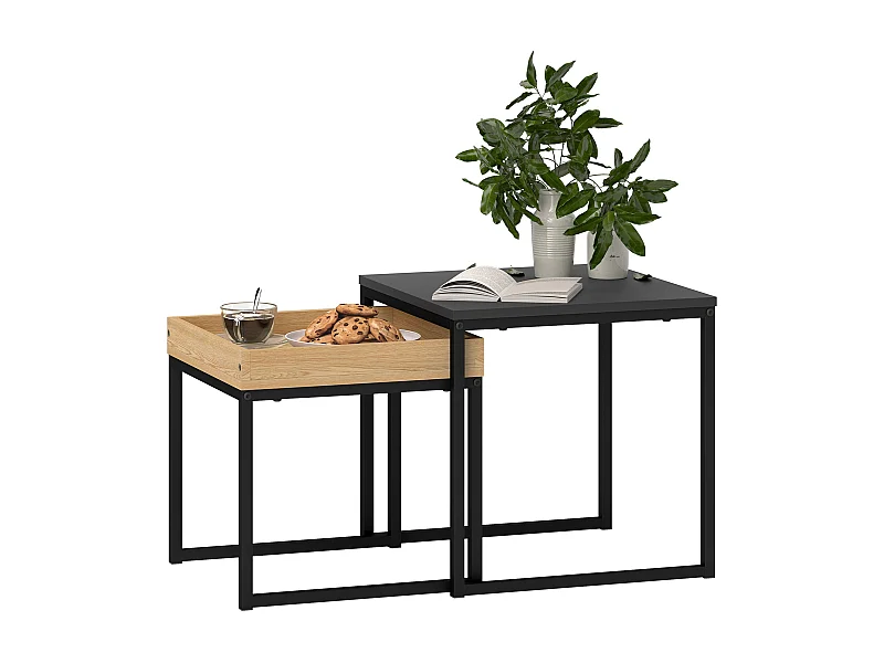 Set de 2 mesas nido Cassy Homcom negro/natural