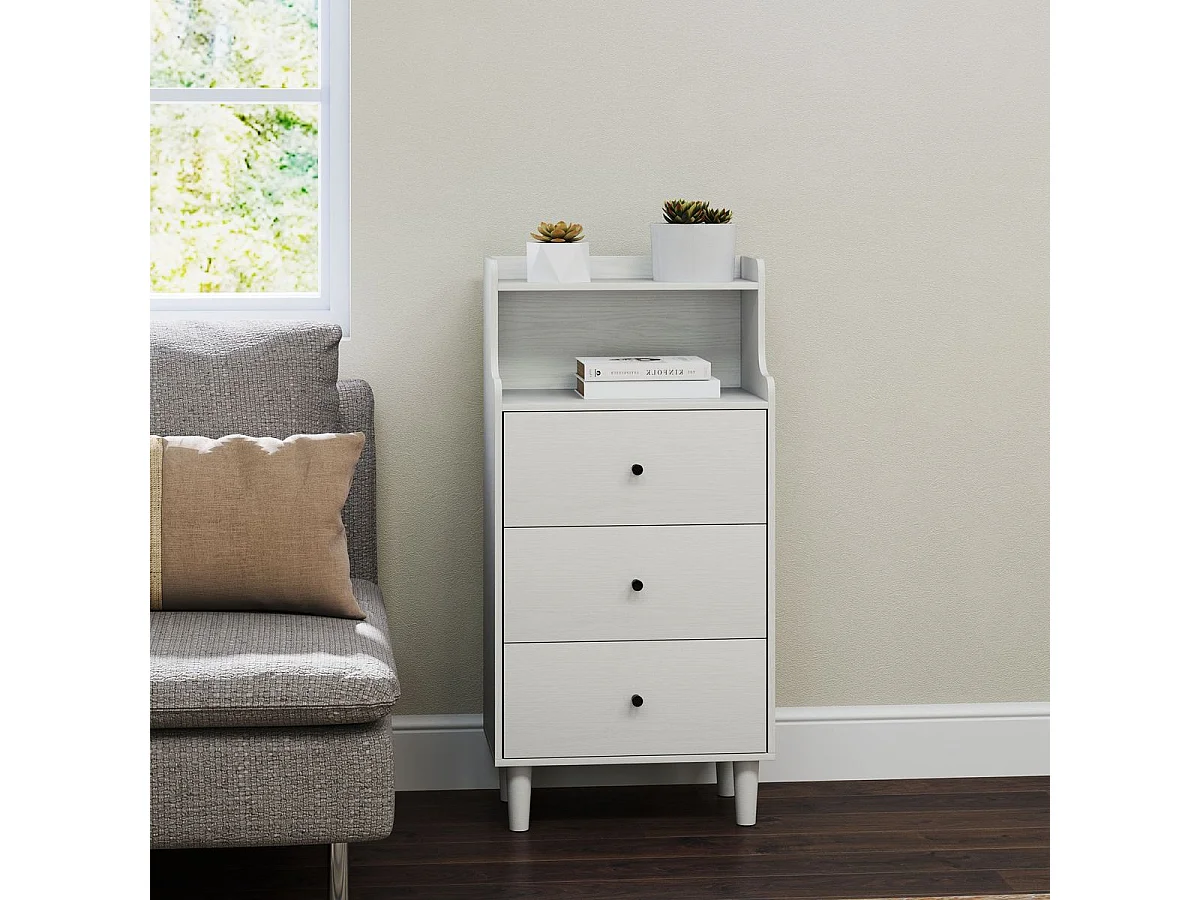 Aparador Elenia Homcom 3 cajones blanco 95x47x29 cm