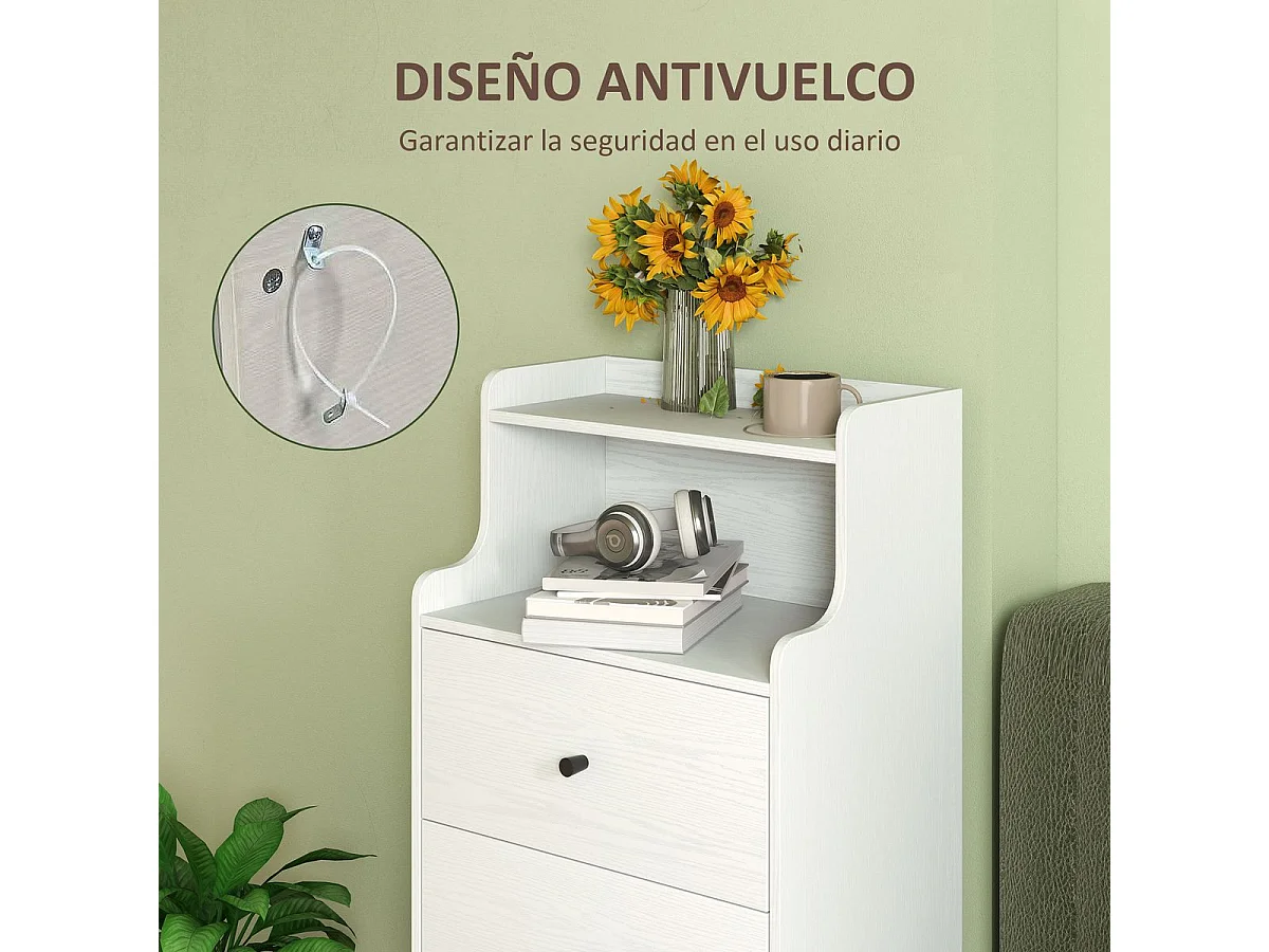 Aparador Elenia Homcom 3 cajones blanco 95x47x29 cm