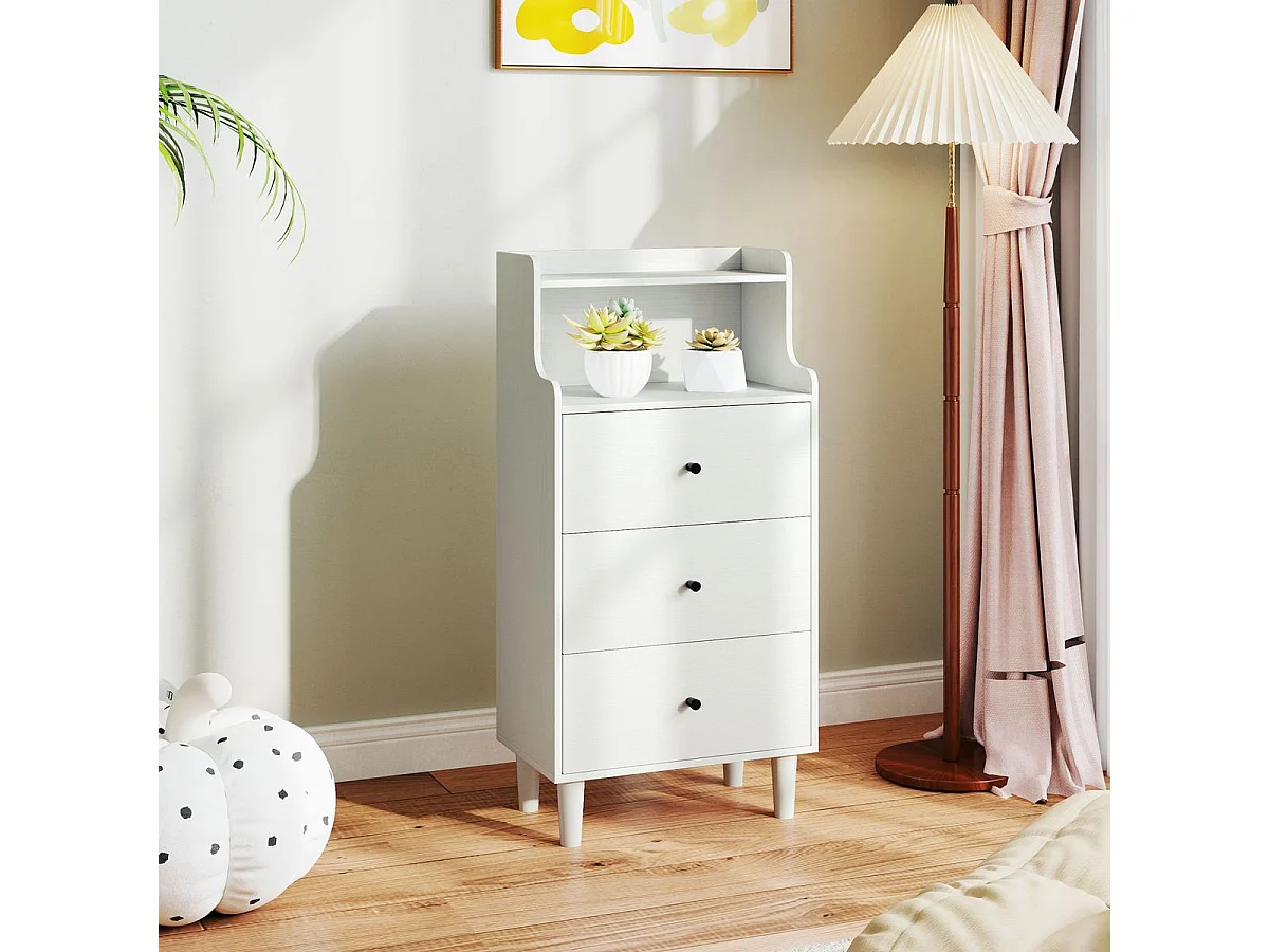 Aparador Elenia Homcom 3 cajones blanco 95x47x29 cm