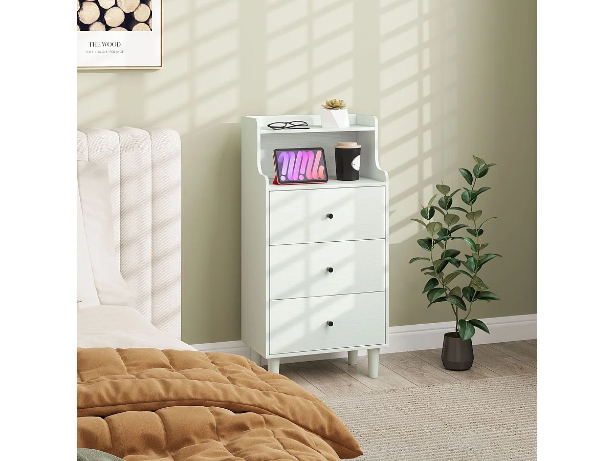 Aparador Elenia Homcom 3 cajones blanco 95x47x29 cm