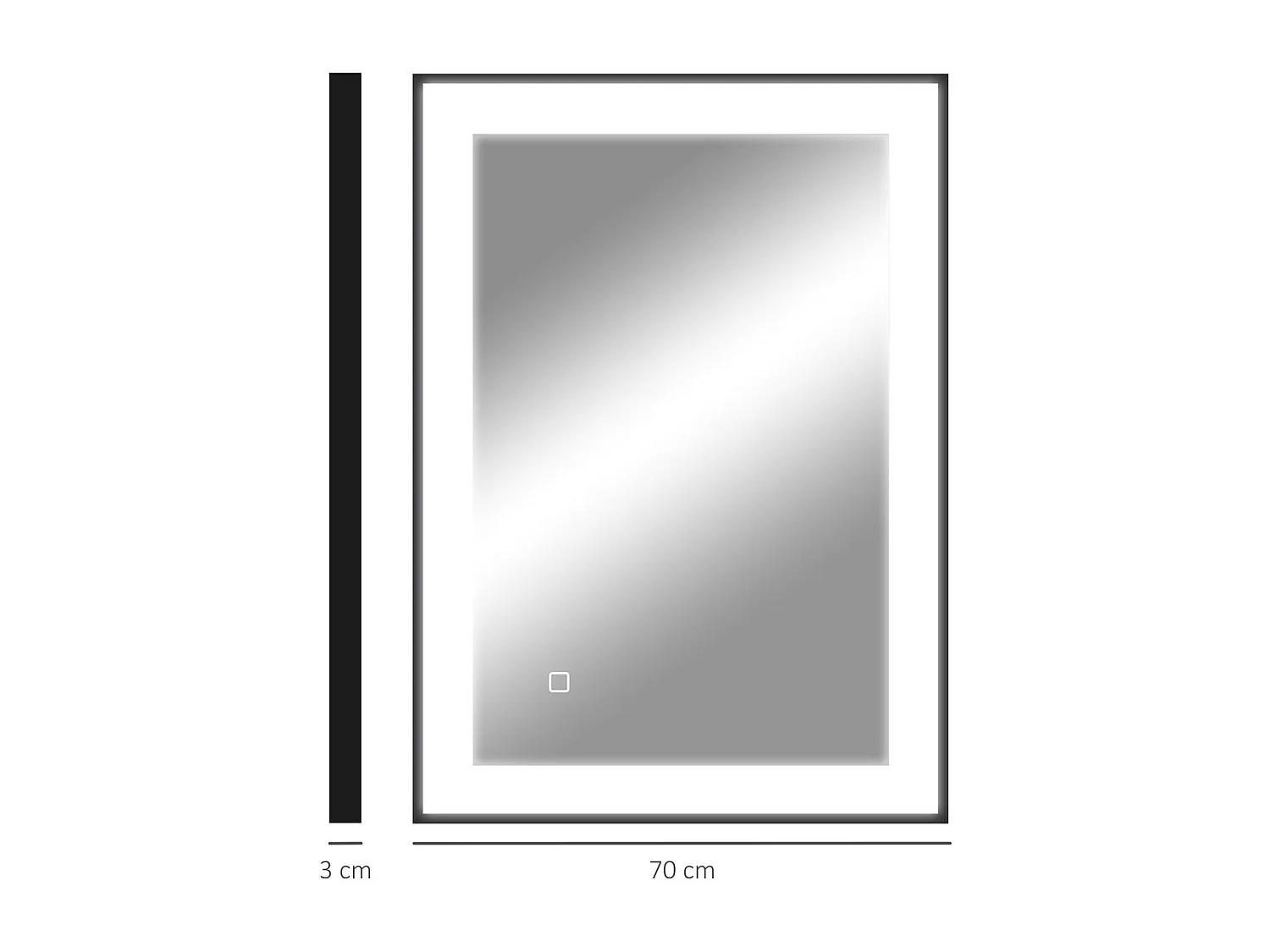 Espejo Honda Homcom antivaho con luz LED negro 50x70x3 cm