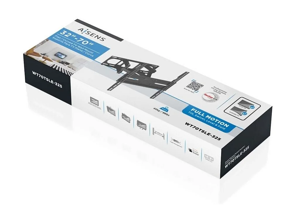 Soporte de TV Aisens WT70TSLE-325 32"-70" giratorio + inclinable + nivelable para pared negro