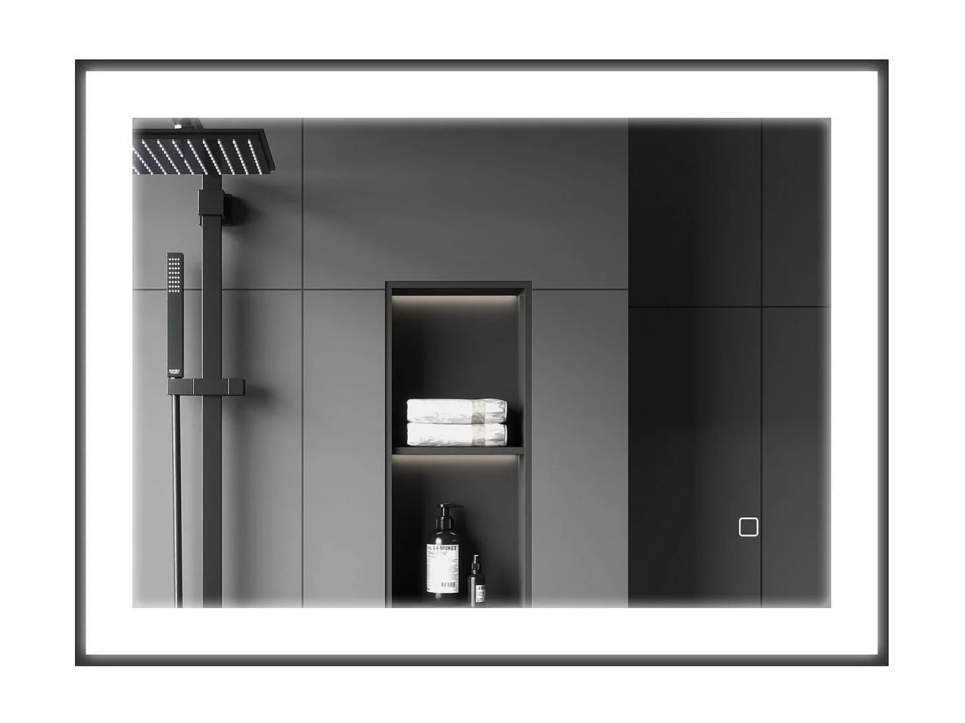 Espejo Oval Homcom antivaho con luz LED negro 60x80x3 cm