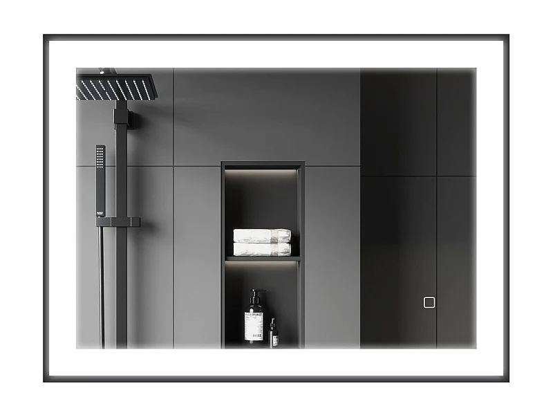 Espejo Oval Homcom antivaho con luz LED negro 60x80x3 cm