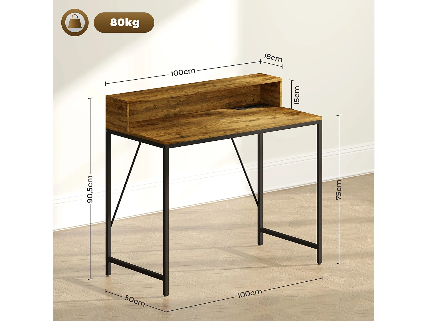 Secretária de Canto Moderna Chamonix - 100x50x90 cm em Branco com Iluminação LED