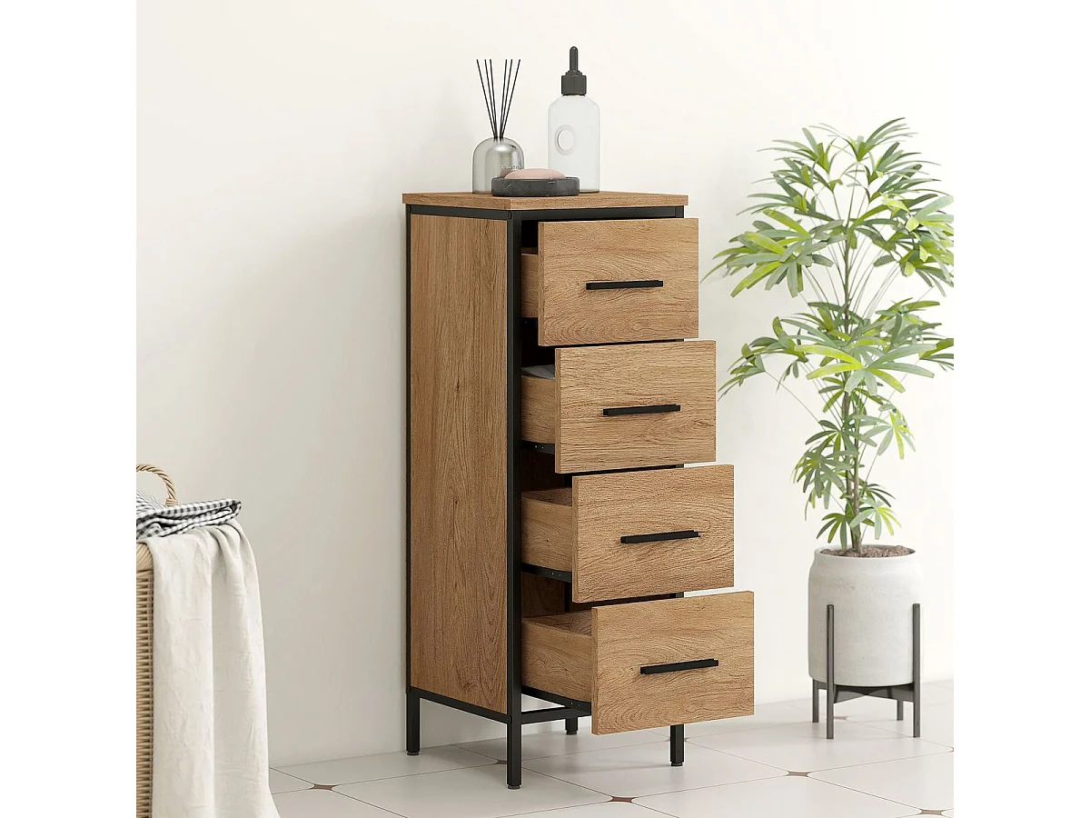 Mueble de baño Forge Homcom 4 cajones marrón 82x30x30 cm