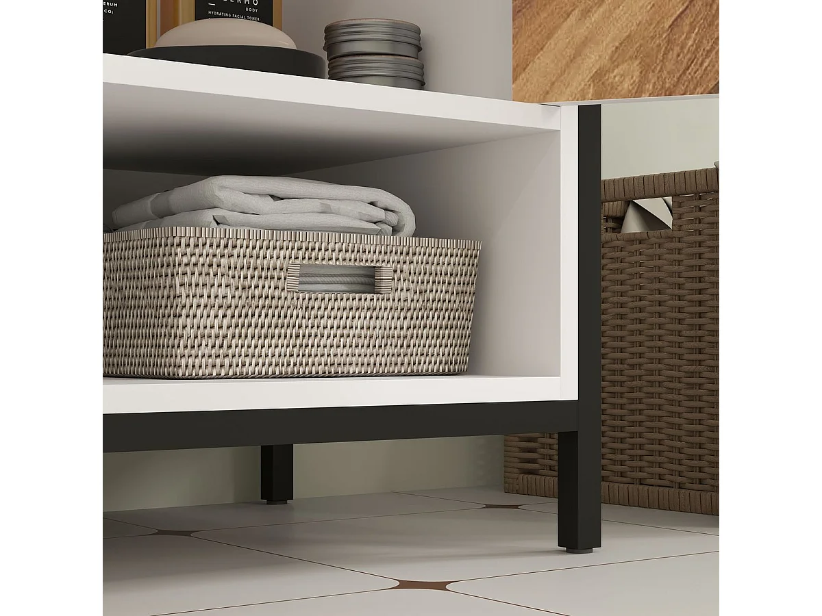 Mueble de baño Kitte Homcom 2 puertas y un compartimento blanco/natural 60x80x40 cm