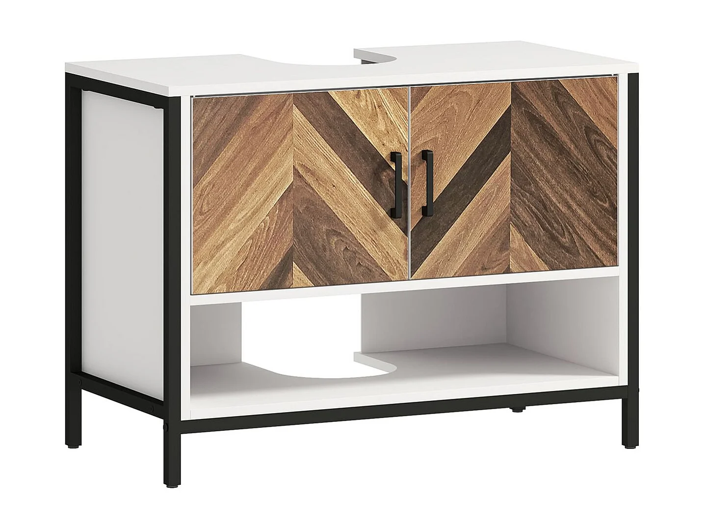 Mueble de baño Kitte Homcom 2 puertas y un compartimento blanco/natural 60x80x40 cm