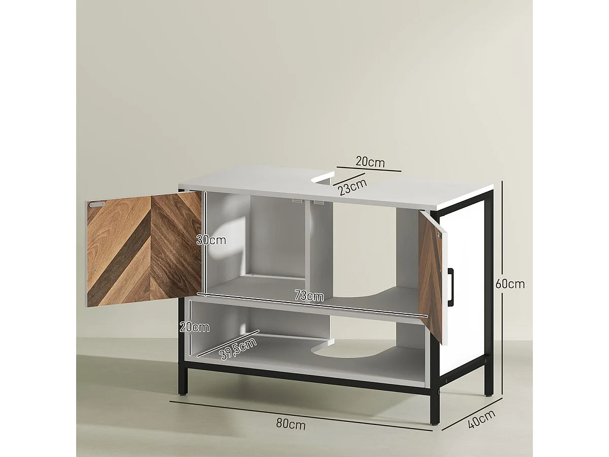 Mueble de baño Kitte Homcom 2 puertas y un compartimento blanco/natural 60x80x40 cm