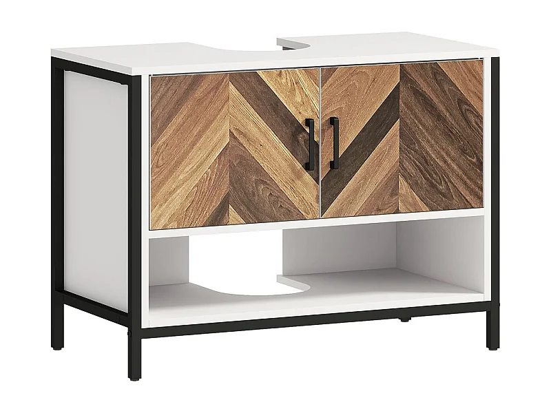 Mueble de baño Kitte Homcom 2 puertas y un compartimento blanco/natural 60x80x40 cm