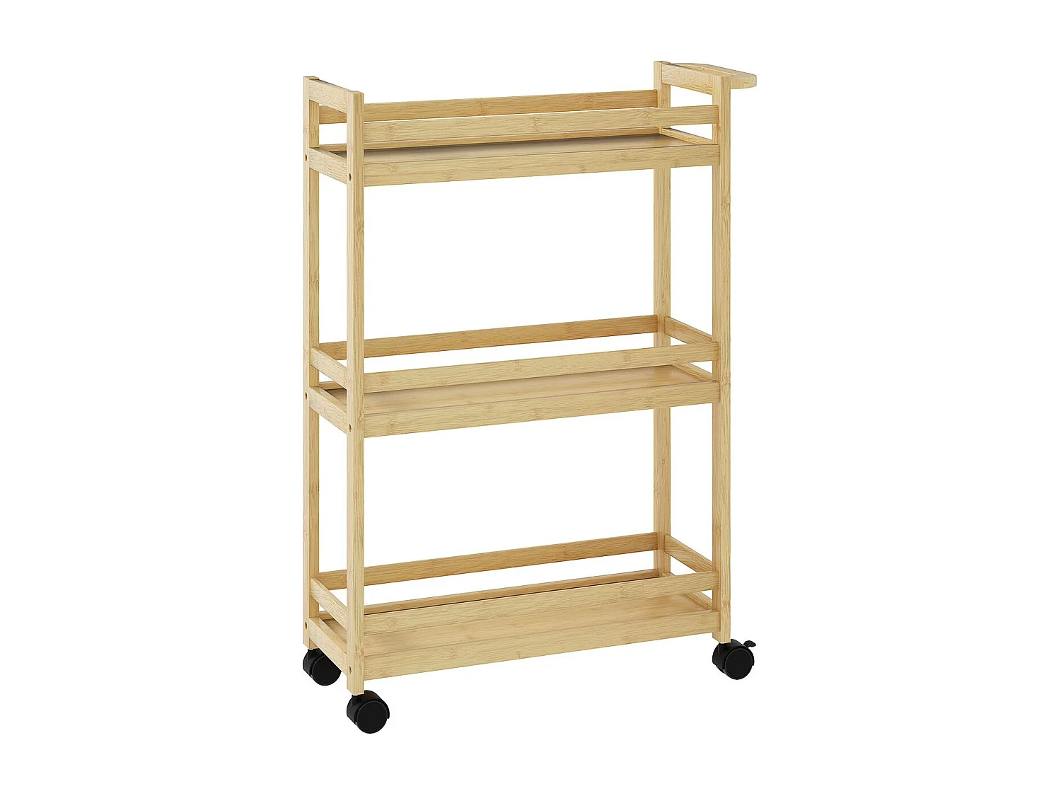 Carrito auxiliar Cover Homcom 3 niveles con ruedas natural 75x55x20 cm