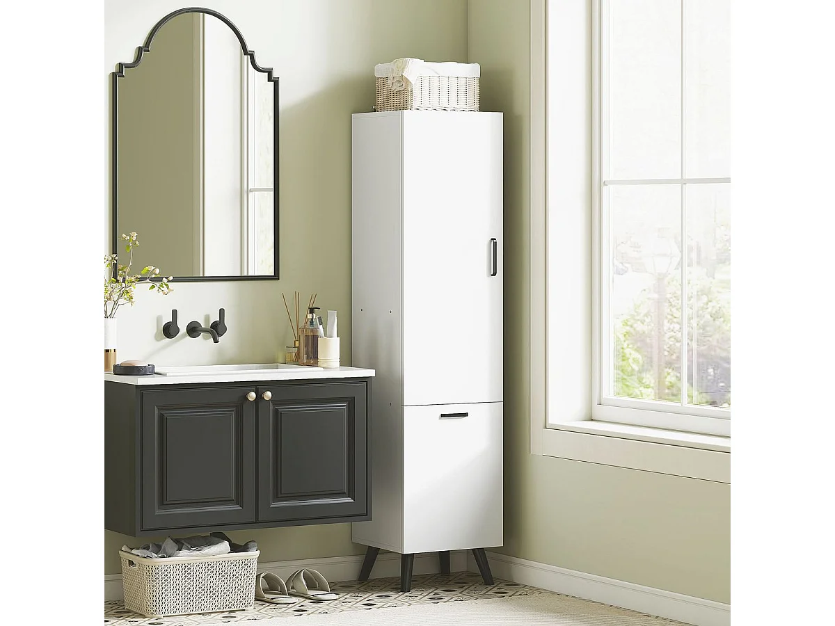 Armario de baño Elite Homcom 2 puertas blanco 144x35x31,5 cm