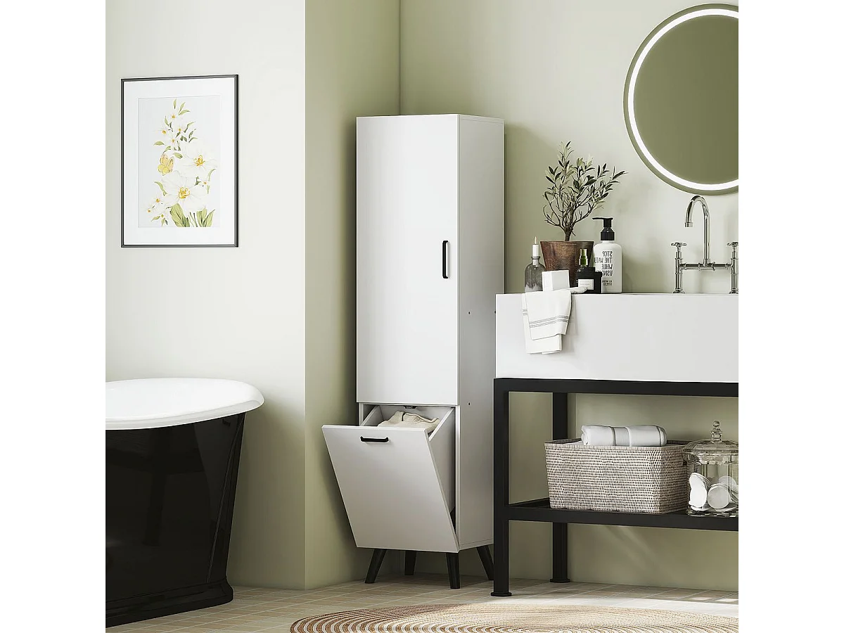 Armario de baño Elite Homcom 2 puertas blanco 144x35x31,5 cm