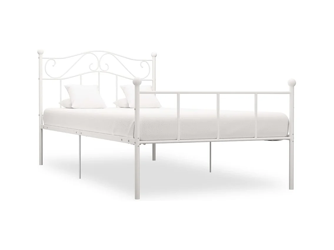 Cadre de lit sans matelas blanc métal 90x200 cm