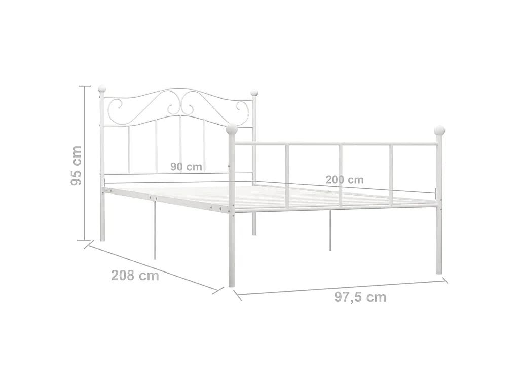 Bedframe metaal wit 90x200 cm