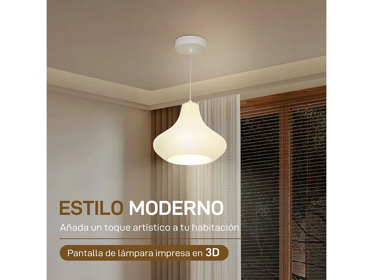 Lámpara de techo Luzentra Homcom 25W luz cálida 3000K blanco Ø22x180 cm