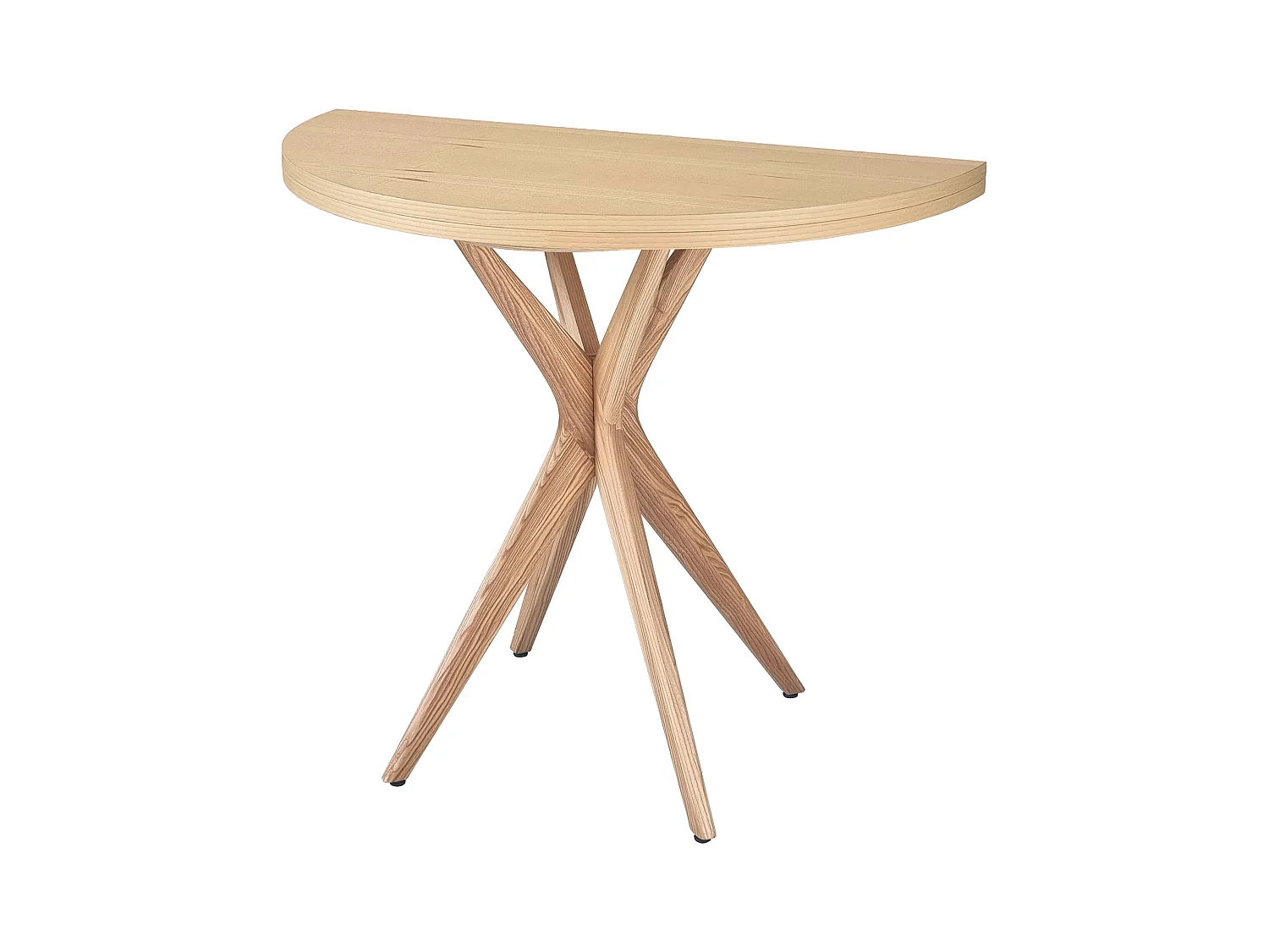 Table de salle à manger demi-ronde extensible 100 cm Jubi frêne