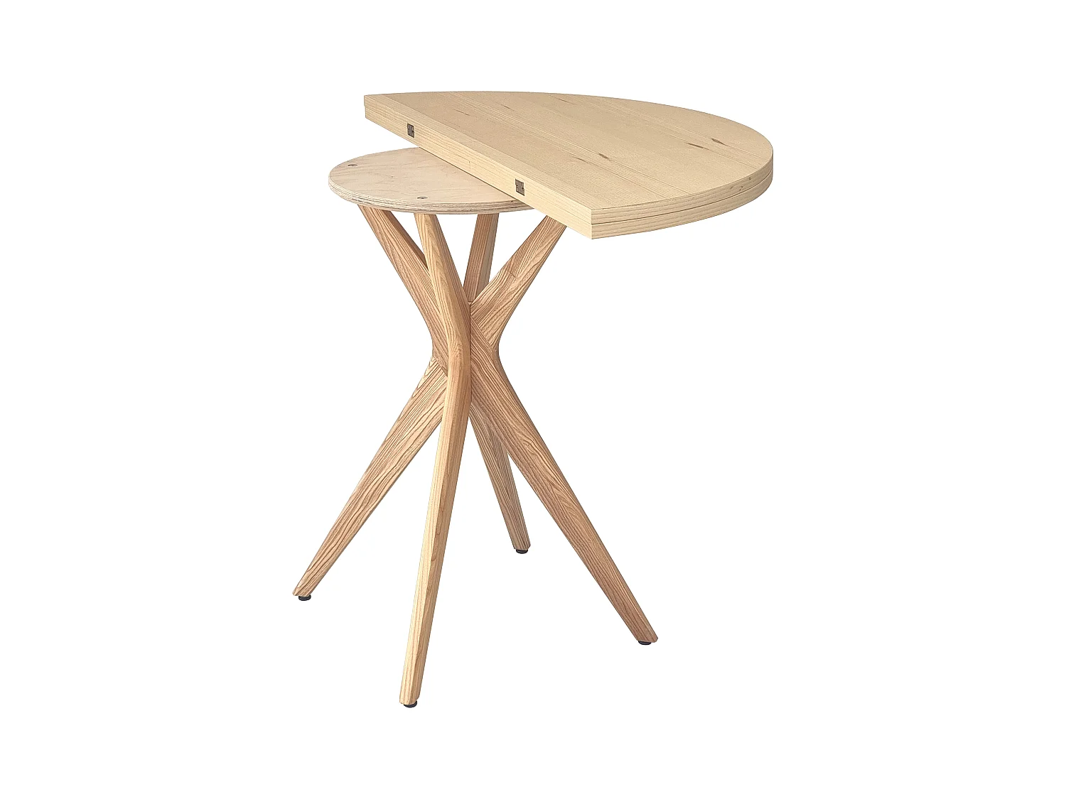 Table de salle à manger demi-ronde extensible 100 cm Jubi frêne