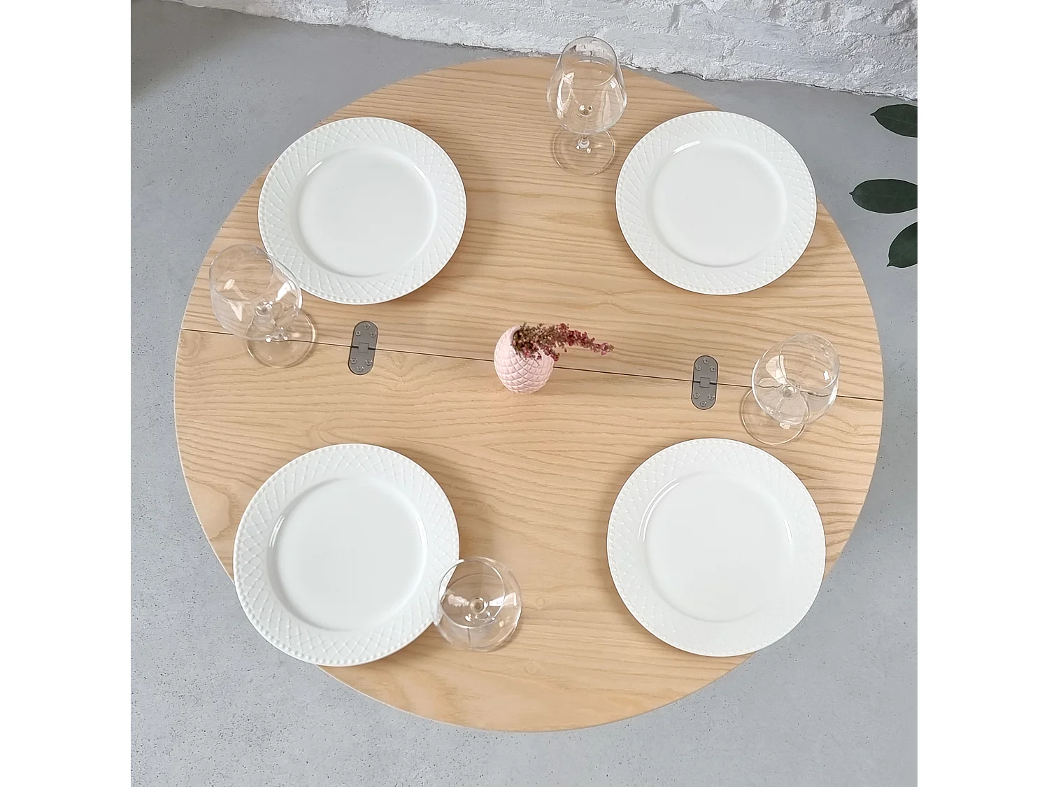 Halbrunder ausziehbarer Esstisch 100 cm Jubi Eiche