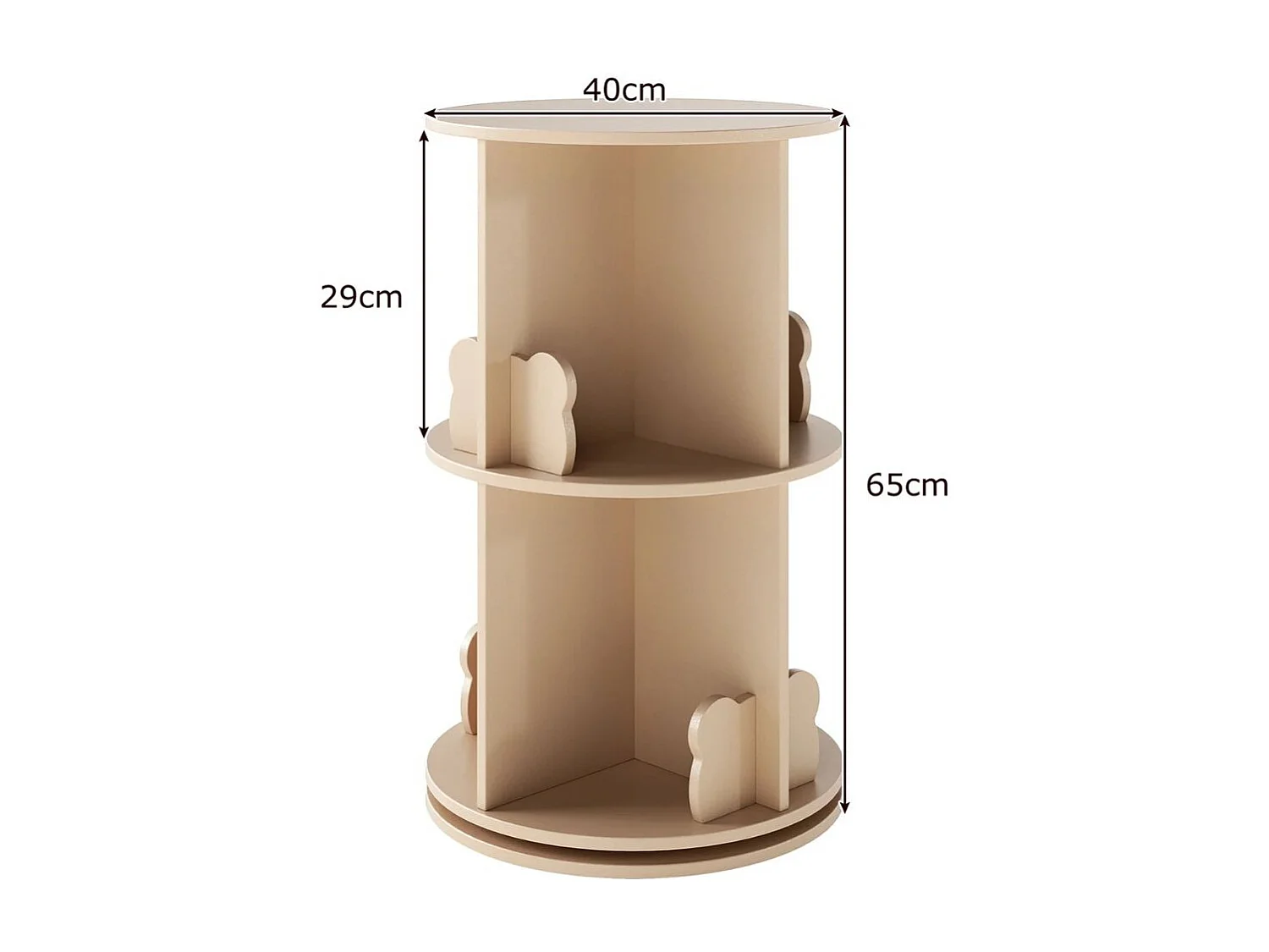 Libreria girevole per bambini con 2 livelli e divisori per coniglietti a 360 gradi 40 x 40 x 65 cm caffè