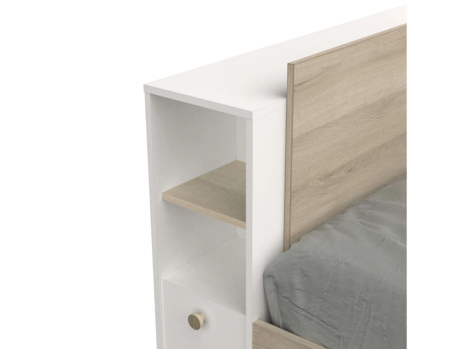 Cama Life con Almacenaje Juvenil Blanco Roble Kronberg 90x190-200 cm