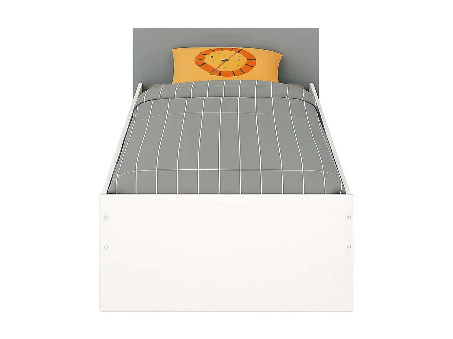 Cama 90x190 Juvenil Germain Blanco Mate y Gris con Cabecero, 120cm