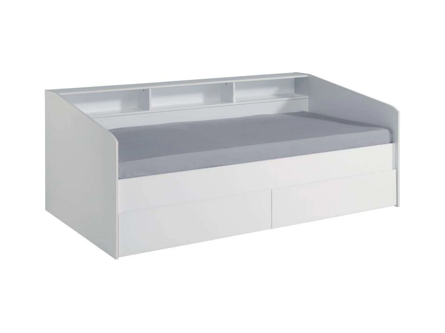 Cama Juvenil Style Blanca con cajones y estantes 80x203x113cm