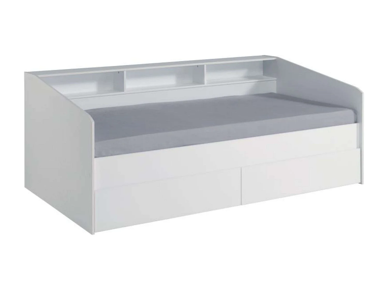 Cama Juvenil Style Blanca con cajones y estantes 80x203x113cm