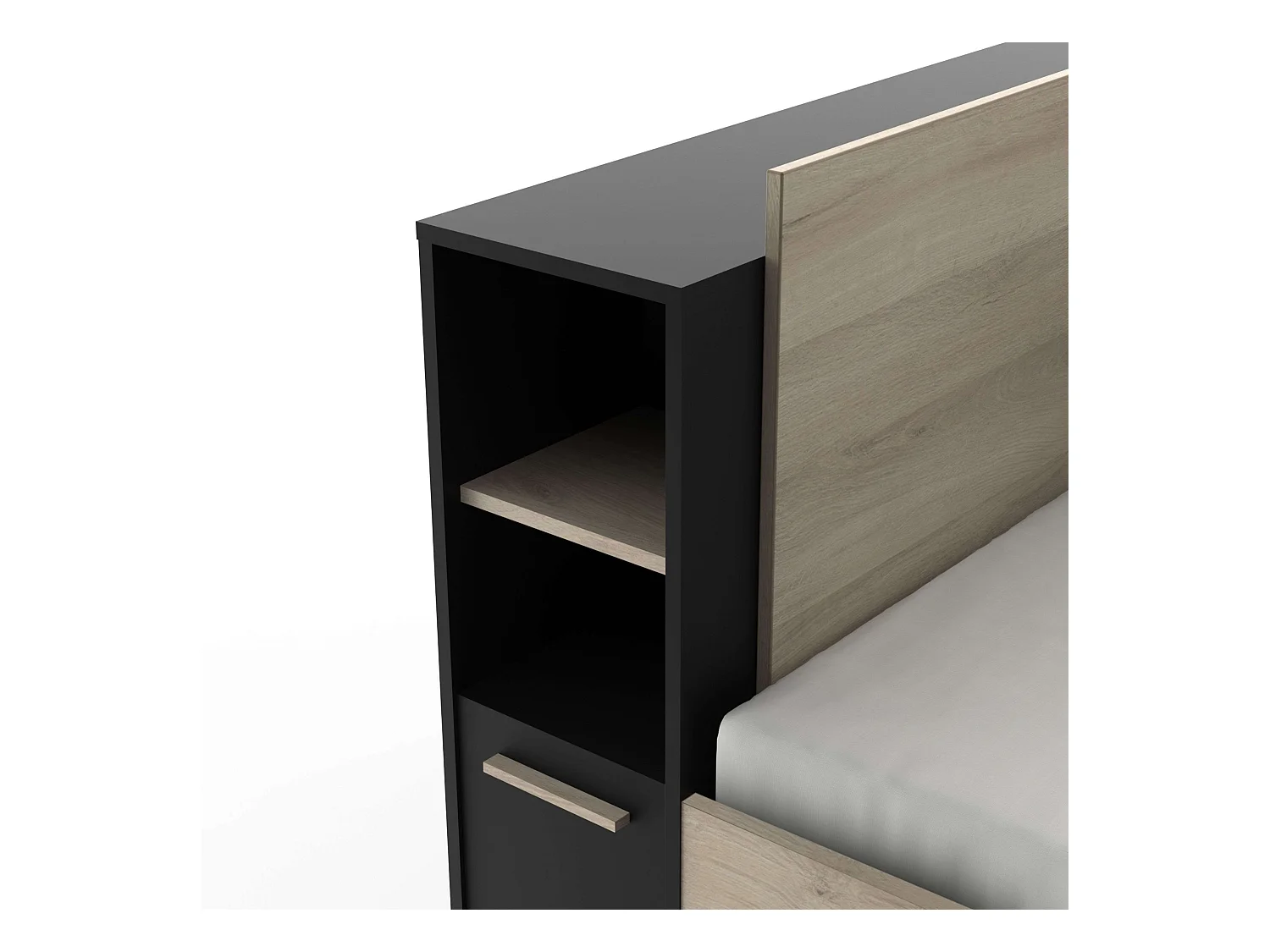 Cama Life Almacenaje Juvenil Negro/Roble Kronberg 90x190-200 cm