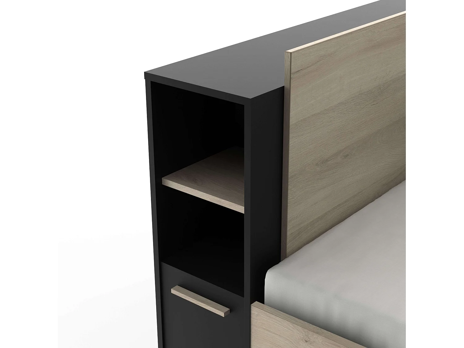 Cama Life Almacenaje Juvenil Negro/Roble Kronberg 90x190-200 cm