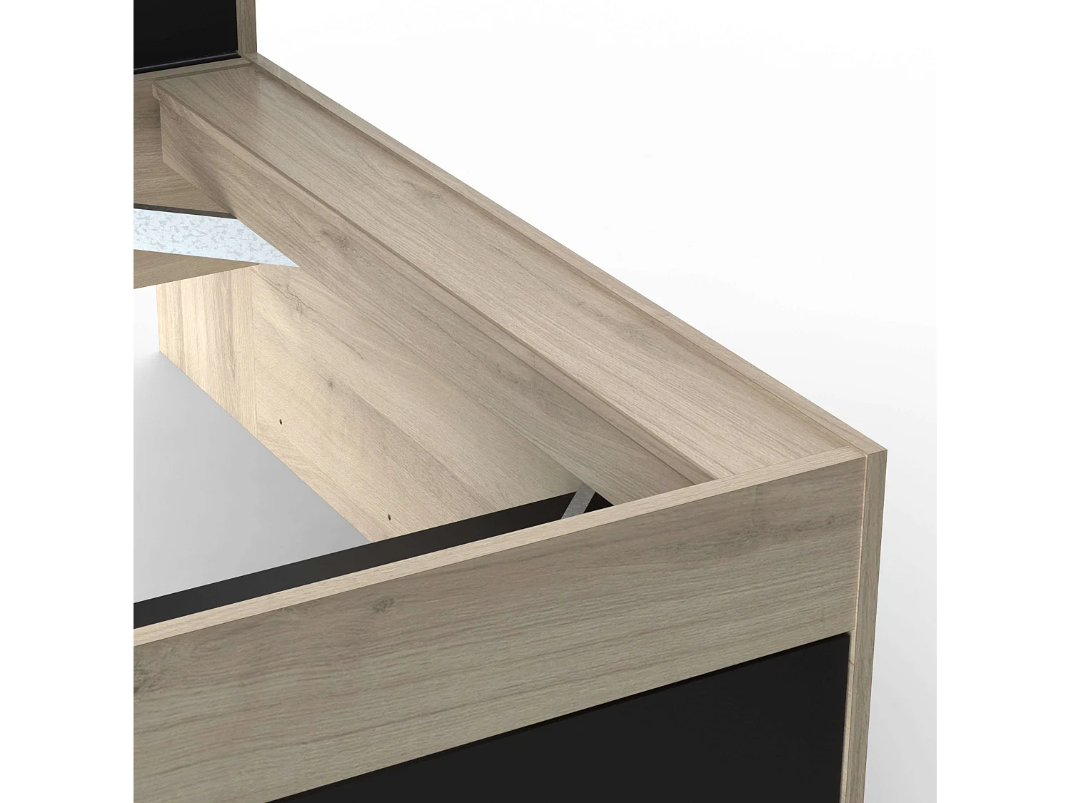 Cama Life Almacenaje Juvenil Negro/Roble Kronberg 90x190-200 cm