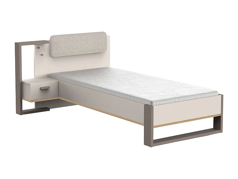 Pack Cama Juvenil y Mesita Camillia 90x200 cm Roble Vicenza, Gris, Arcilla