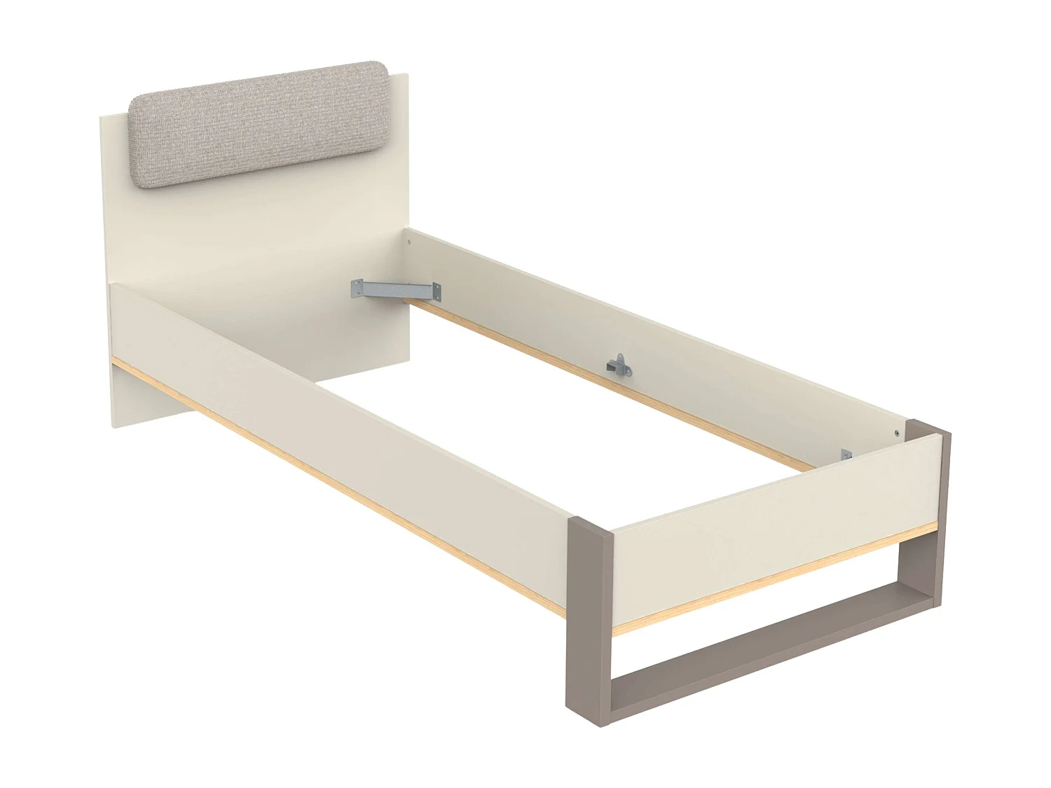 Pack Cama Juvenil y Mesita Camillia 90x200 cm Roble Vicenza, Gris, Arcilla