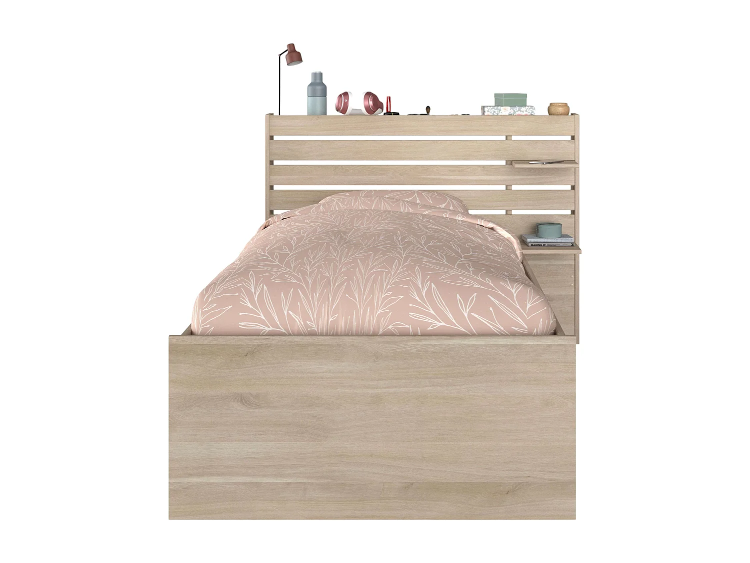 Cama Juvenil Eik Roble Japonés con cabecero 90x190-200 cm